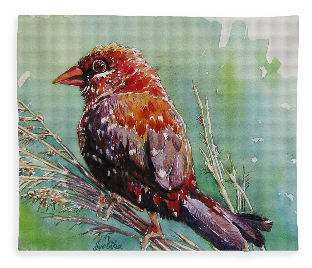 Bird Fleece Blanket featuring the painting The Red Bird by Jyotika Shroff