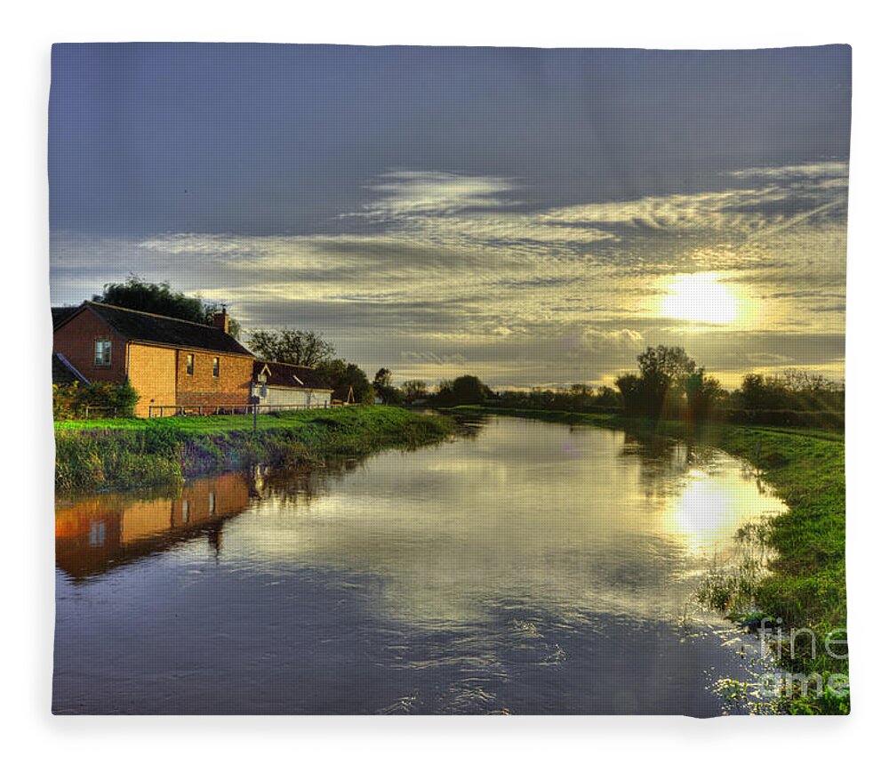 The River Tone at Athelney Fleece Blanket by Rob Hawkins Pixels