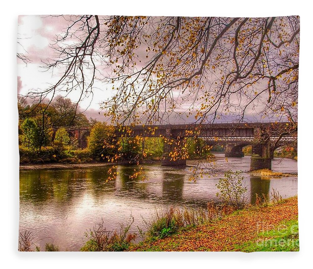 The Riverside Fleece Blanket featuring the photograph The Riverside at Avenham Park by Joan-Violet Stretch