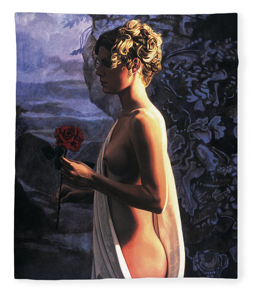 Whelan Art Fleece Blanket featuring the painting The Rose by Patrick Whelan