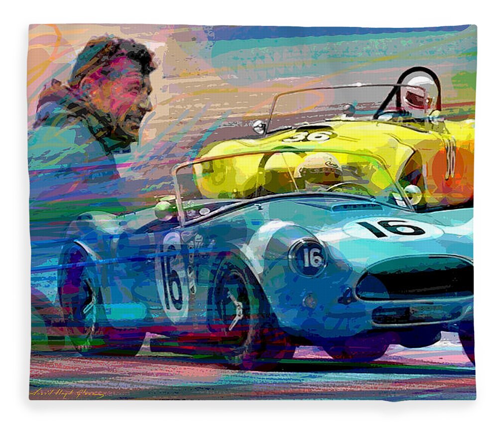 Shelby Cobra Fleece Blanket featuring the painting The Shelby Legacy by David Lloyd Glover