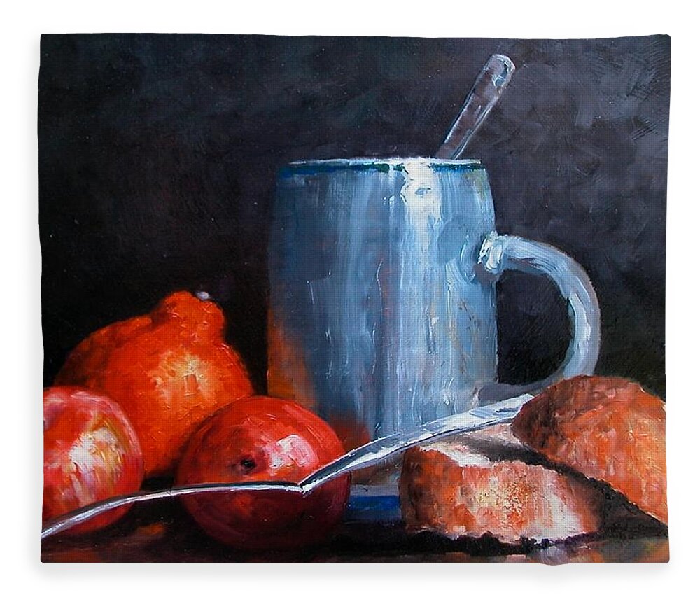 Still Life Fleece Blanket featuring the painting The Silver Cup by Jim Gola