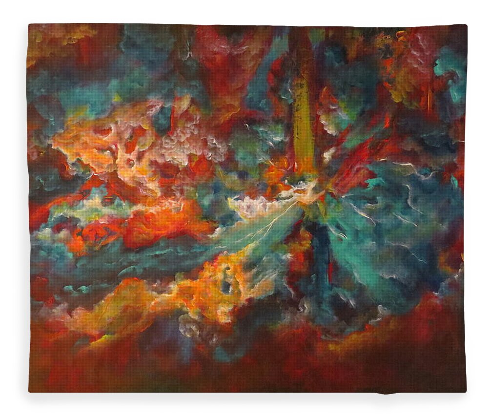 Abstract Fleece Blanket featuring the painting The Source by Soraya Silvestri