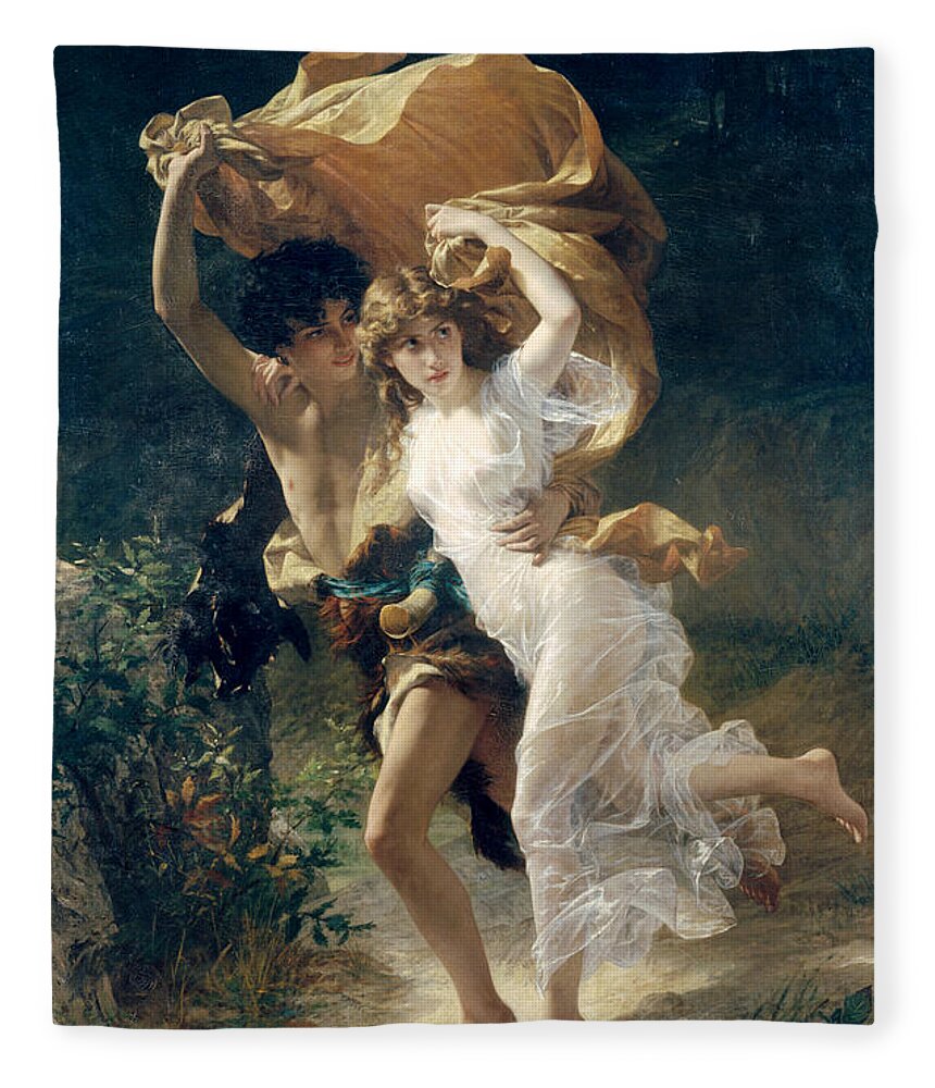 Storm Fleece Blanket featuring the painting The Storm by Pierre Auguste Cot