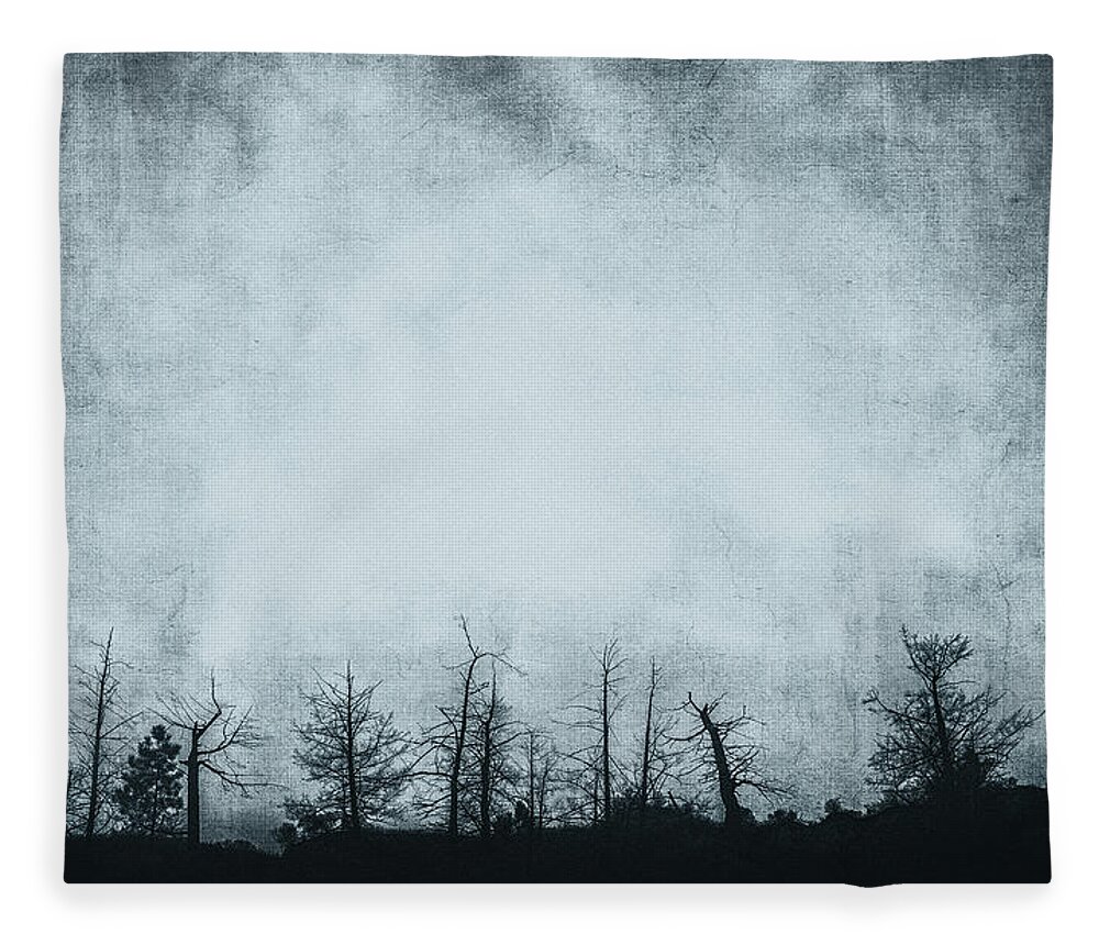 Grunge Fleece Blanket featuring the photograph The Trees On The Ridge by Theresa Tahara