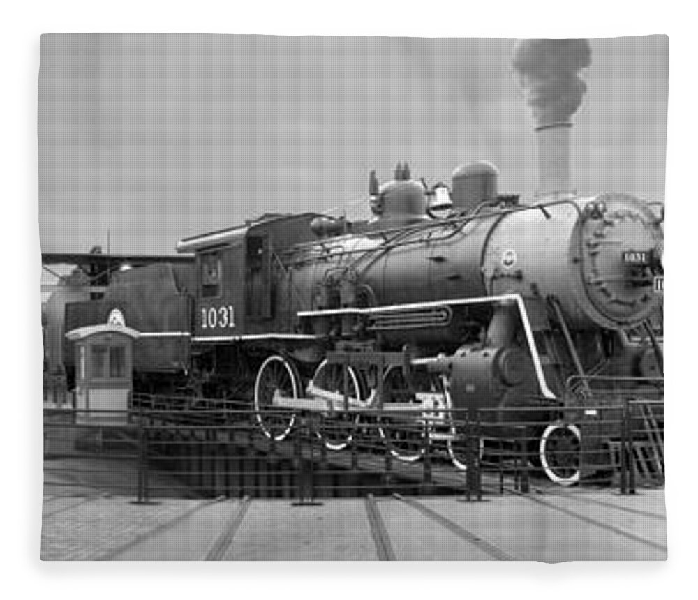 Transportation Fleece Blanket featuring the photograph The Turntable and Roundhouse by Mike McGlothlen