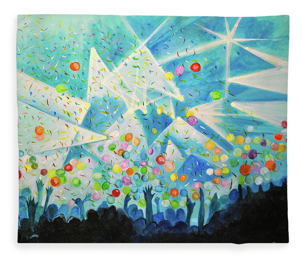 Party Fleece Blanket featuring the painting The Um Party by Patricia Arroyo