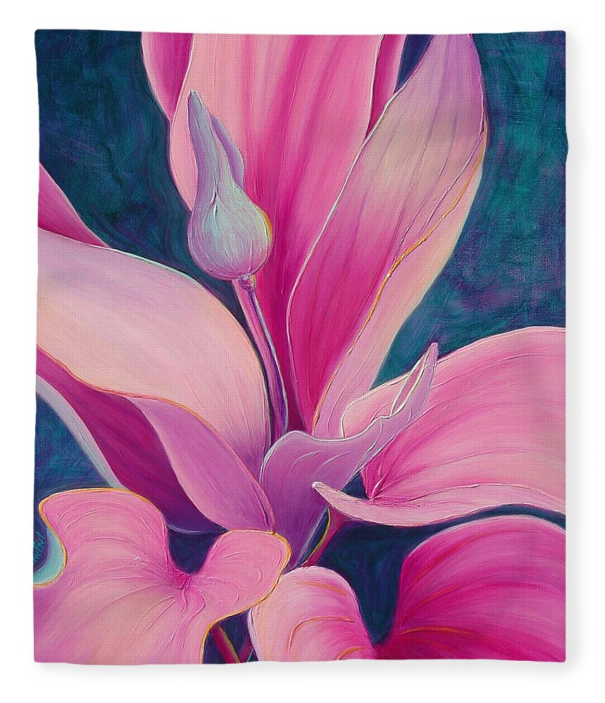 Flora Fleece Blanket featuring the painting The Way You Look Tonight by Sandi Whetzel