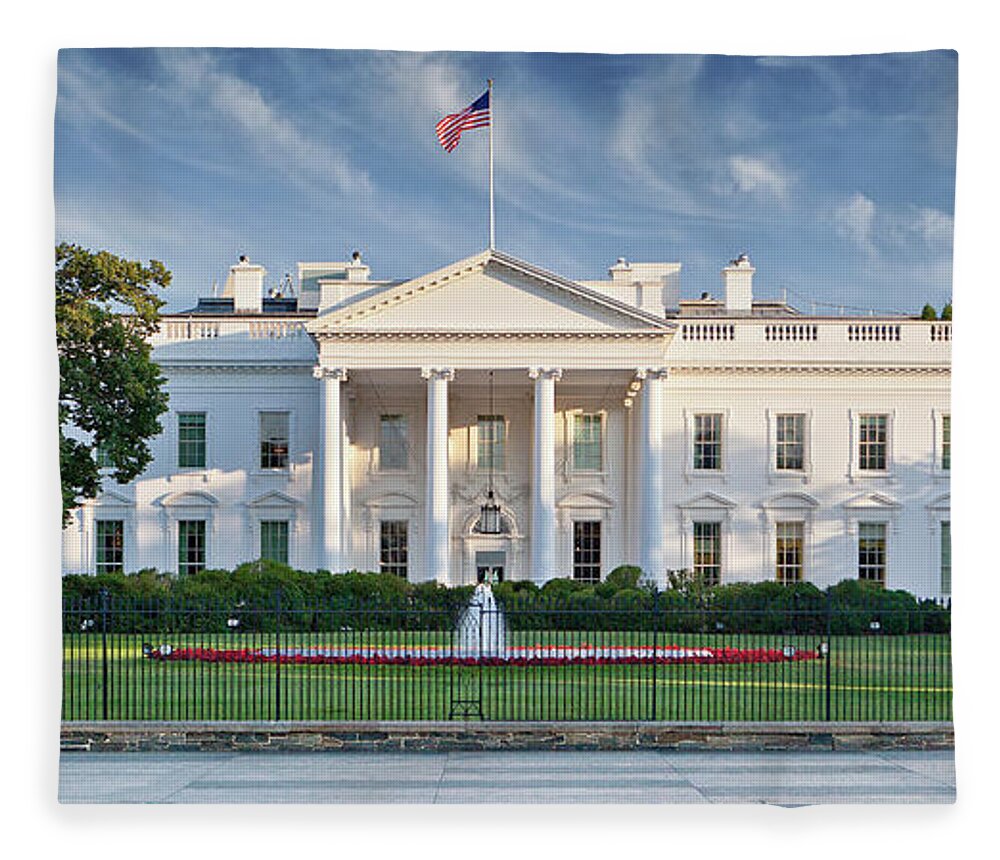 Flowerbed Fleece Blanket featuring the photograph The White House by Caroline Purser