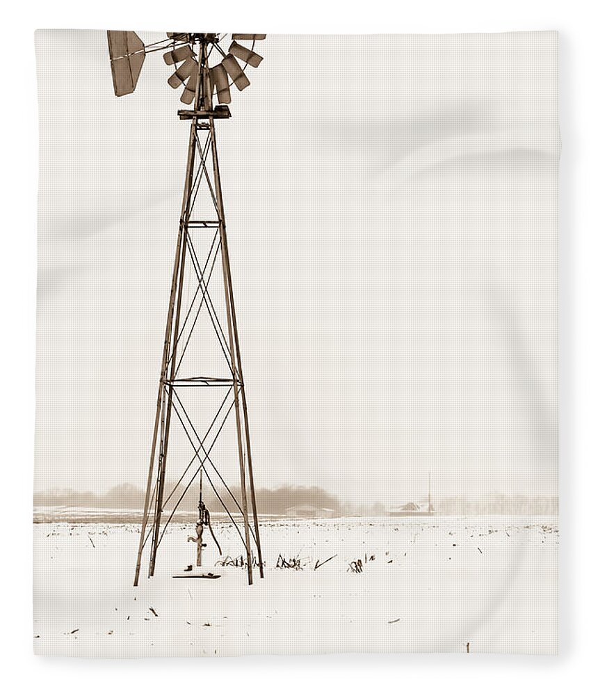 Indiana Fleece Blanket featuring the photograph The Windmill by Ron Pate