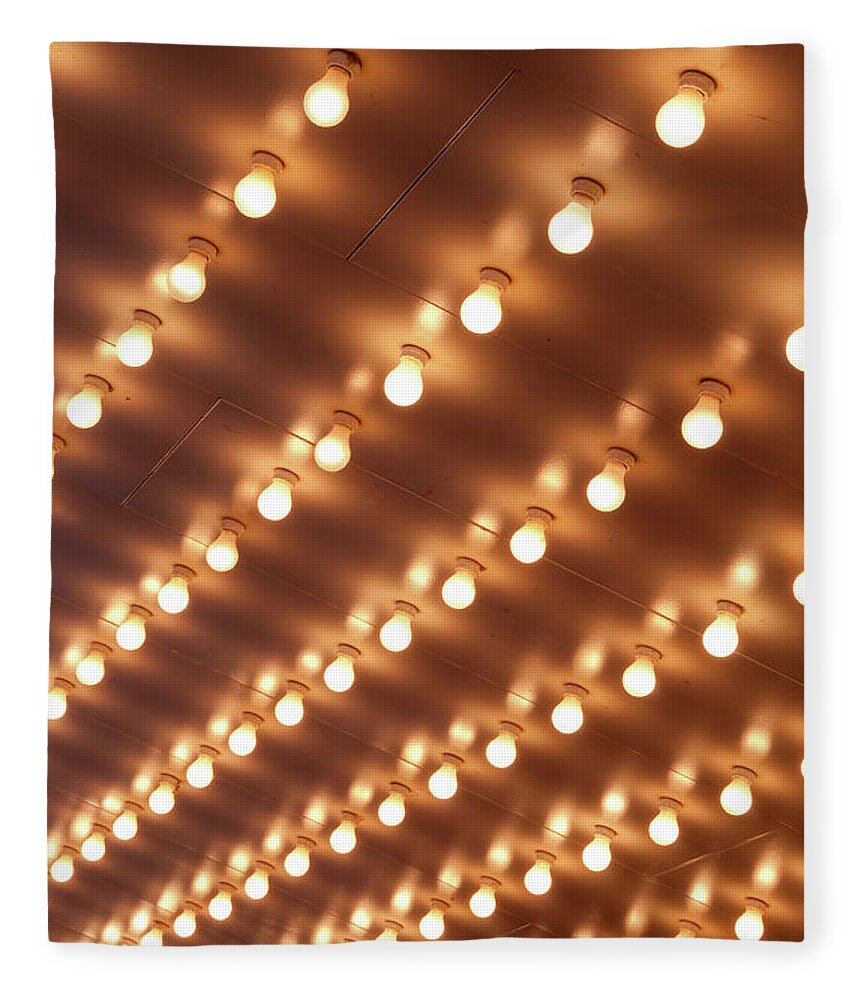 Ceiling Fleece Blanket featuring the photograph Theater Marquee Lights by 400tmax