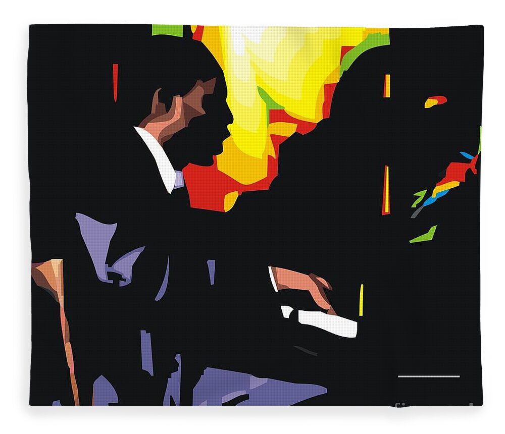 Male Portraits Fleece Blanket featuring the digital art Thelonius Monk by Walter Neal