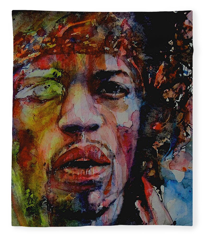 Hendrix Fleece Blanket featuring the painting There Must Be Some Kind Of Way Out Of Here by Paul Lovering