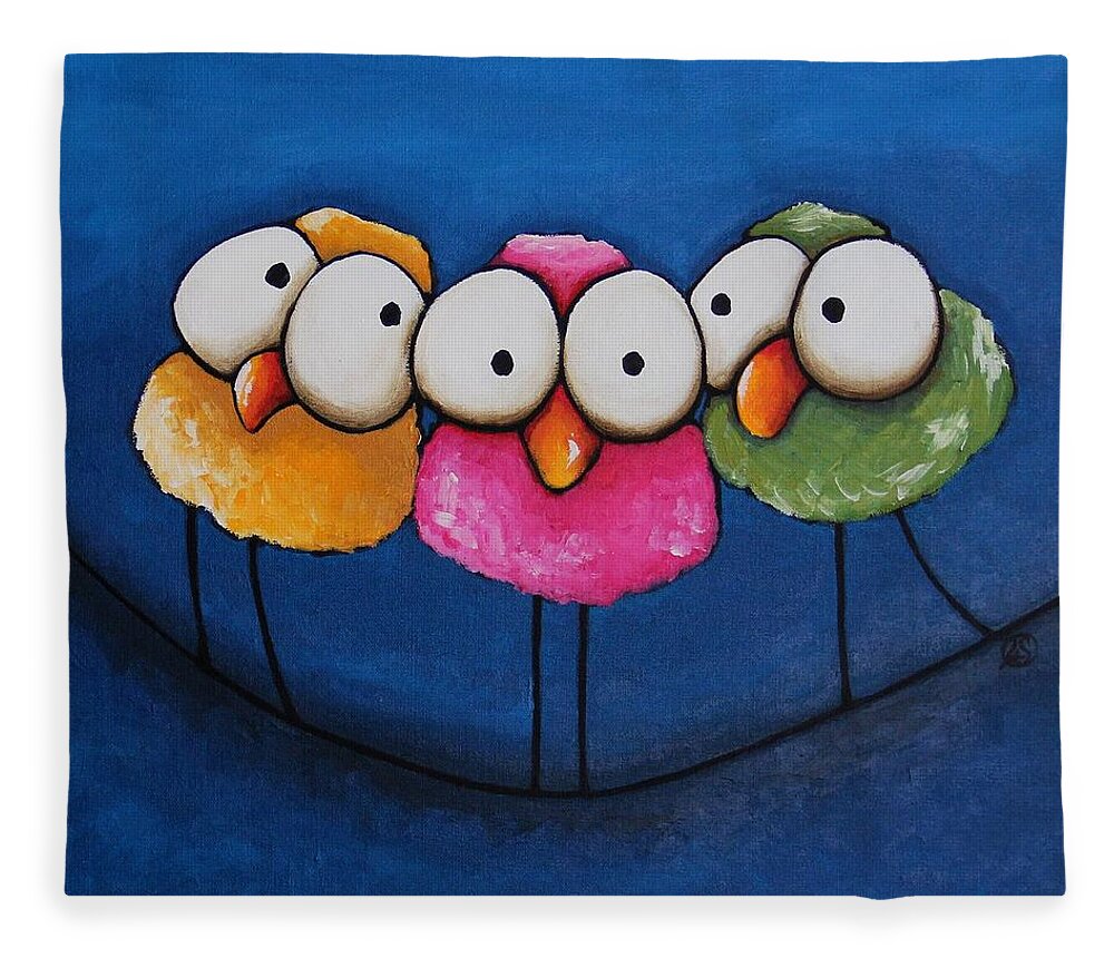 Whimsical Fleece Blanket featuring the painting Three fat ladies by Lucia Stewart