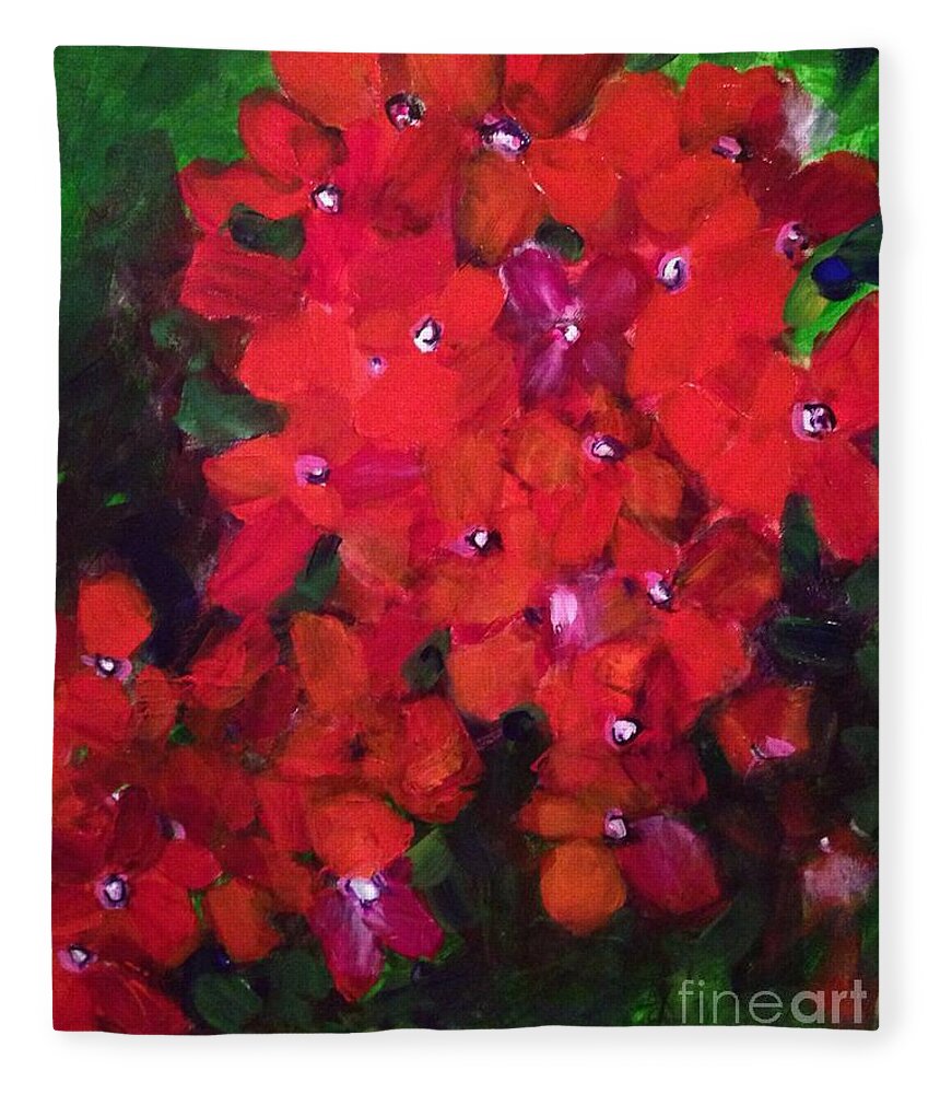 Floral Fleece Blanket featuring the painting Thriving To Be Noticed by Sherry Harradence