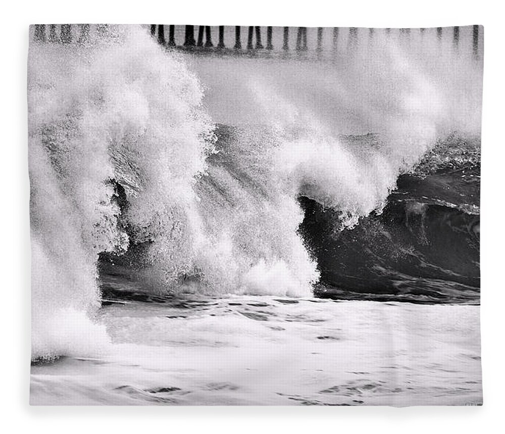 Waves Fleece Blanket featuring the photograph Tides Will Turn bw By Denise Dube by Denise Dube