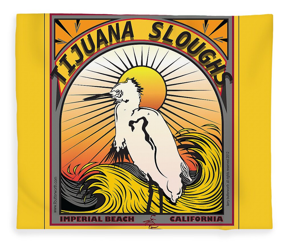 Surfing Fleece Blanket featuring the digital art Surfing Tijuana Sloughs Imperial Beach California by Larry Butterworth