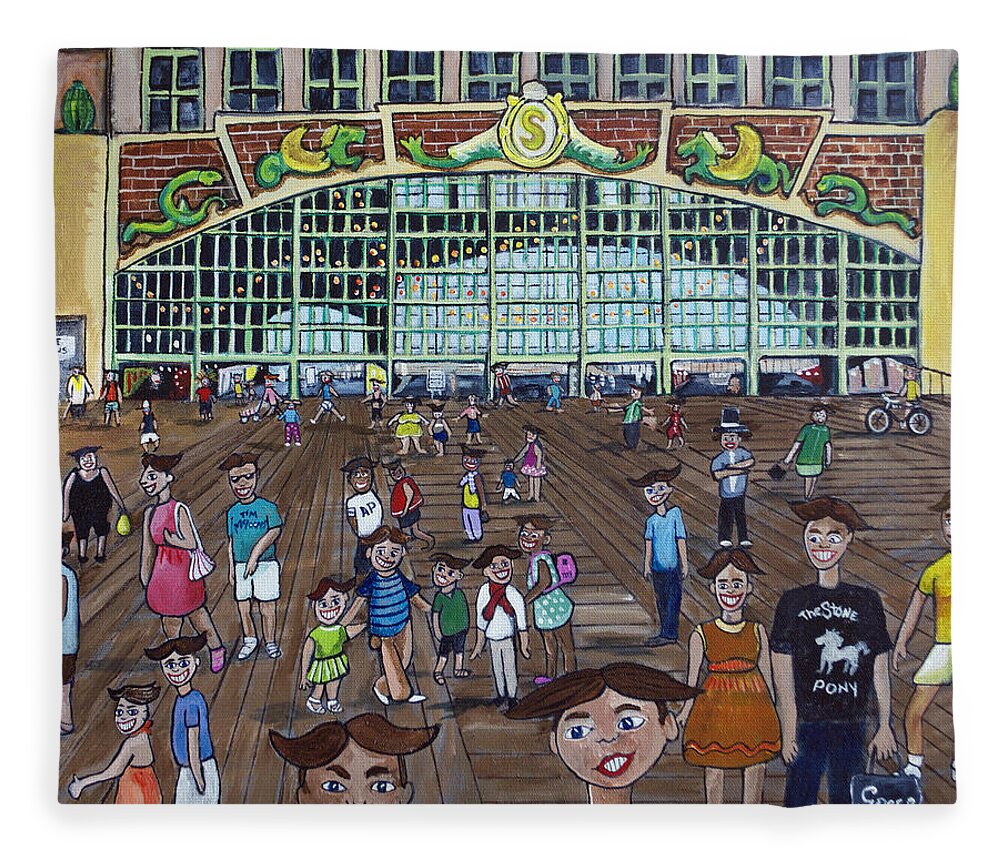 Asbury Park Fleece Blanket featuring the painting Tillie is Everyone by Patricia Arroyo