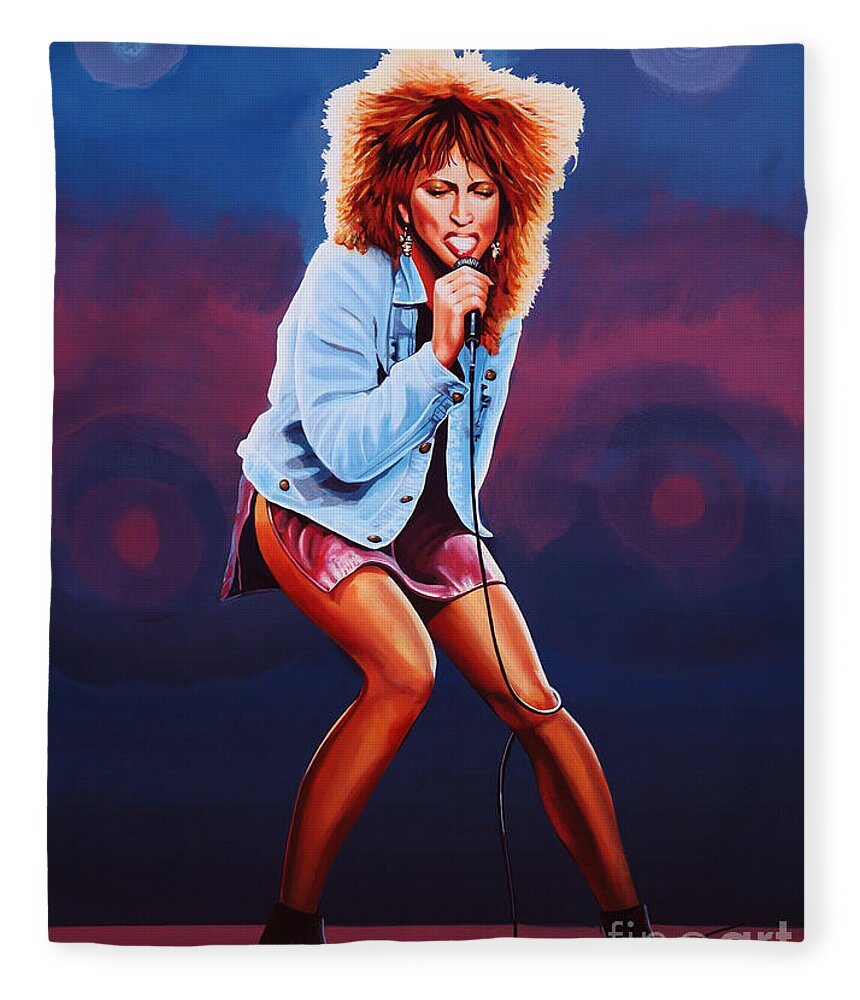 Tina Turner Fleece Blanket featuring the painting Tina Turner by Paul Meijering