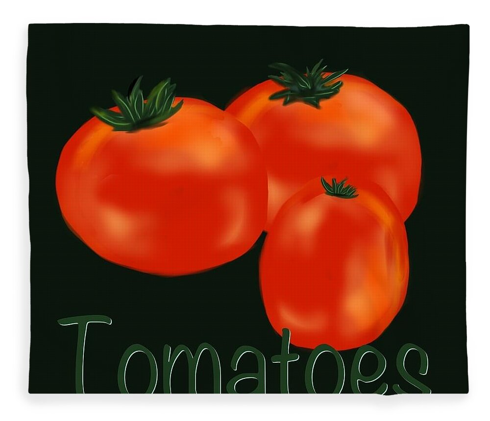 Tomatoes Fleece Blanket featuring the digital art Tomatoes by Christine Fournier