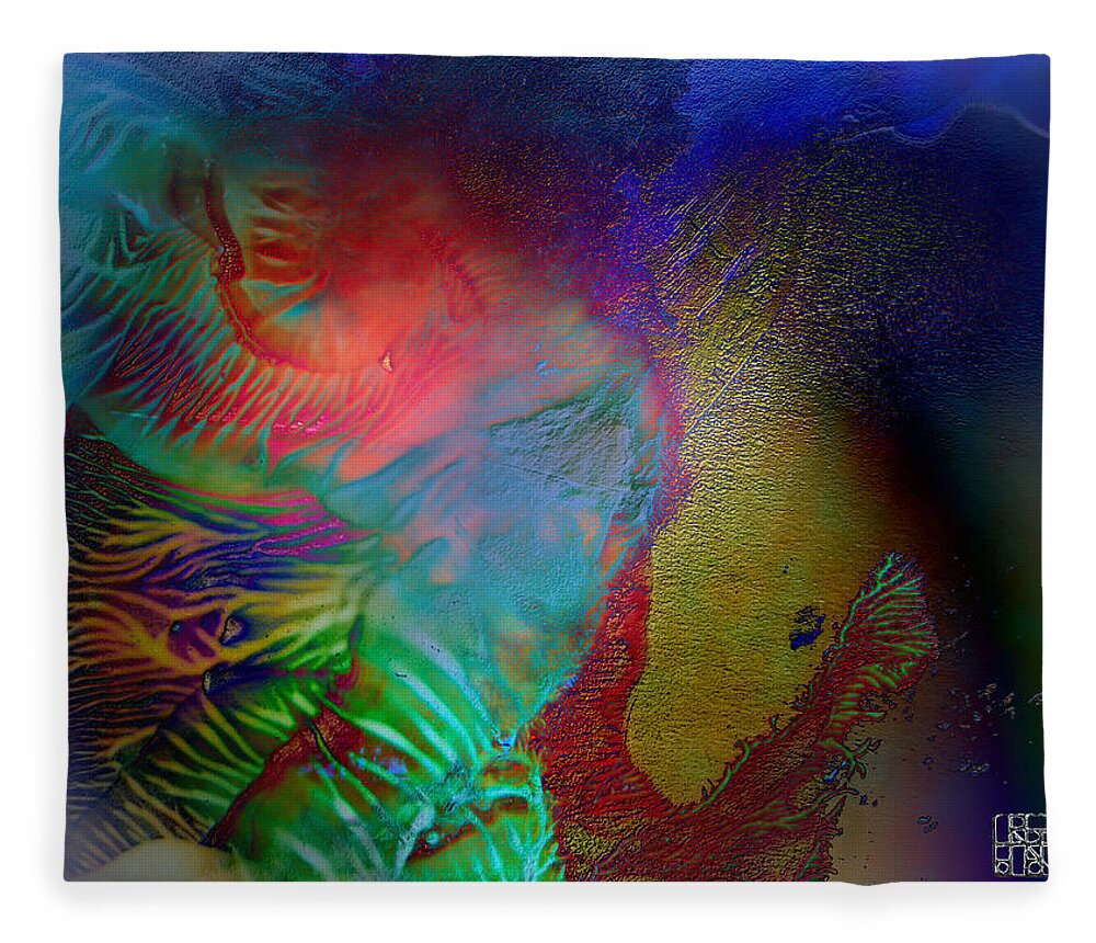 Surrealism Fleece Blanket featuring the digital art Topology Of Decalcomania by Otto Rapp