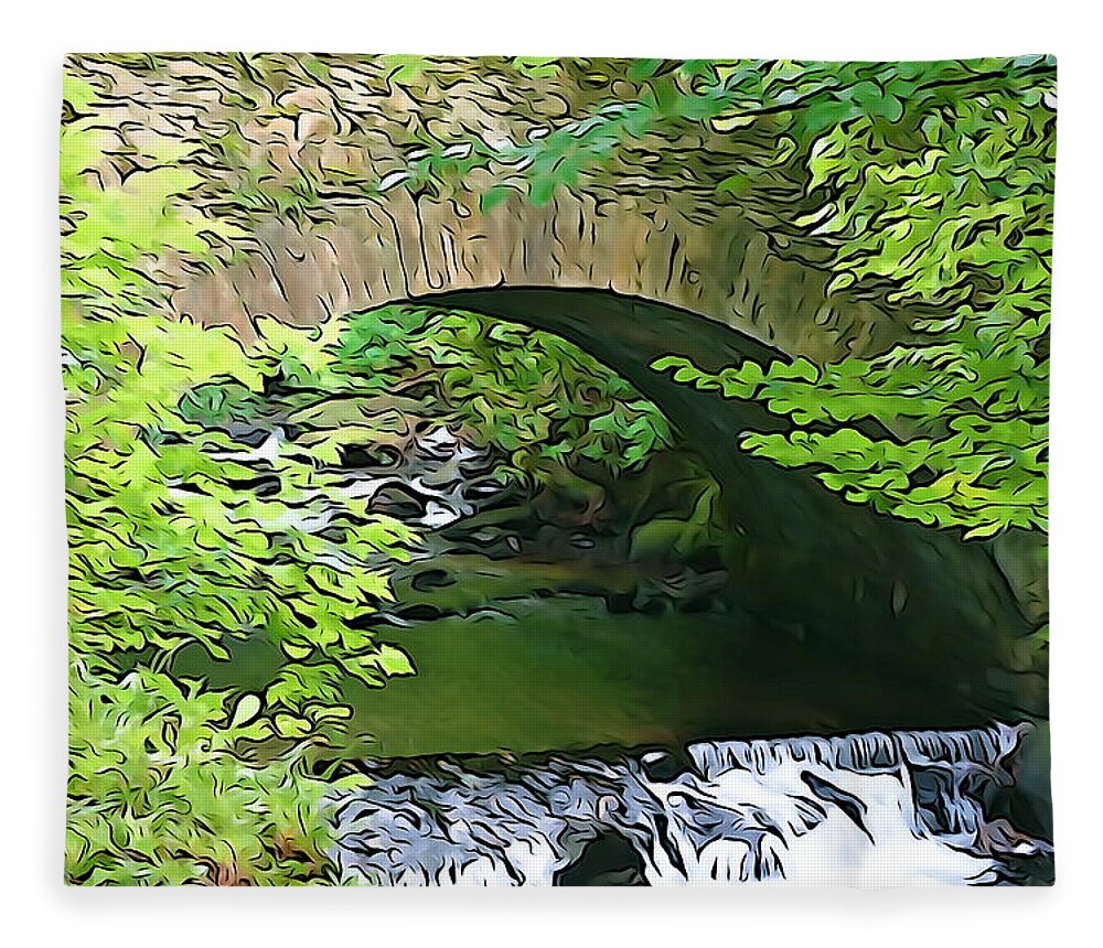 Killarney Fleece Blanket featuring the photograph Torc Bridge by Norma Brock