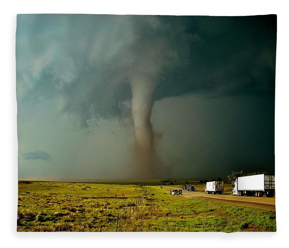 Tornado Fleece Blanket featuring the photograph Tornado Truck Stop II by Ed Sweeney