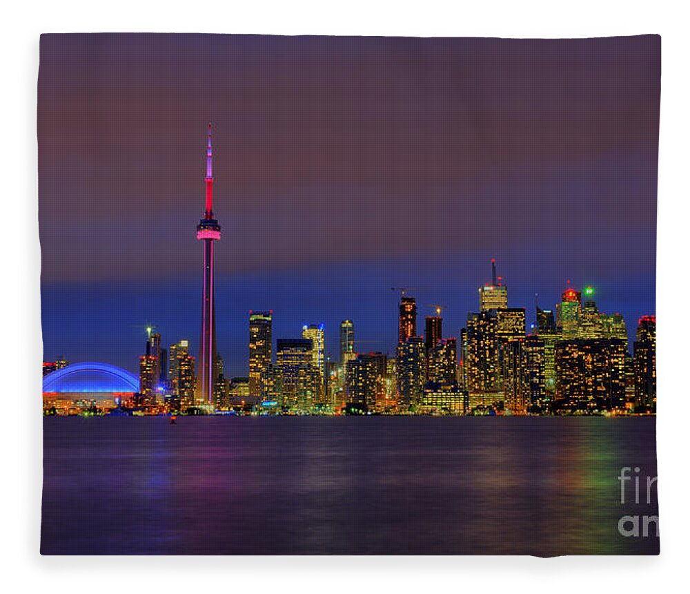 Nina Stavlund Fleece Blanket featuring the photograph Toronto by Night... by Nina Stavlund