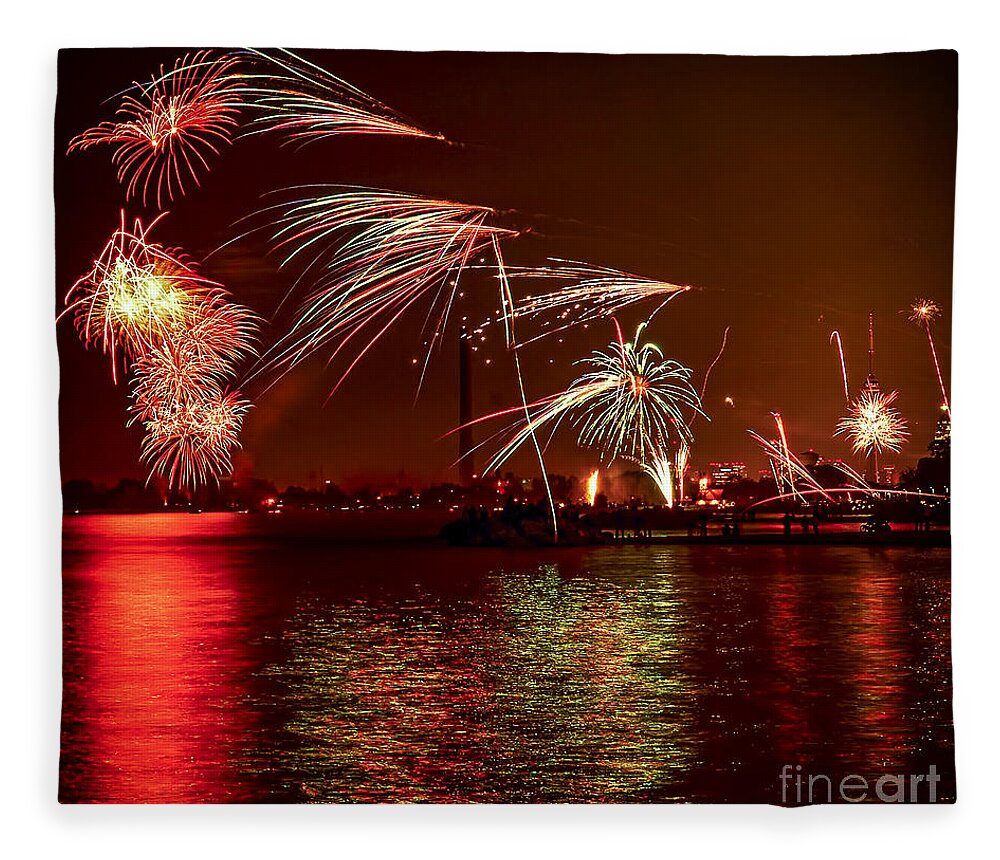 Toronto Fleece Blanket featuring the photograph Toronto fireworks 2 by Elena Elisseeva