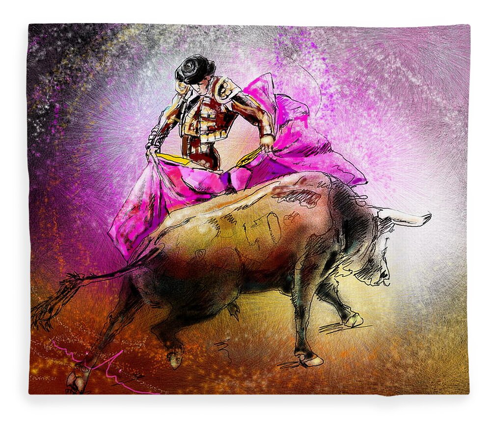 Animals Fleece Blanket featuring the painting Toroscape 38 by Miki De Goodaboom