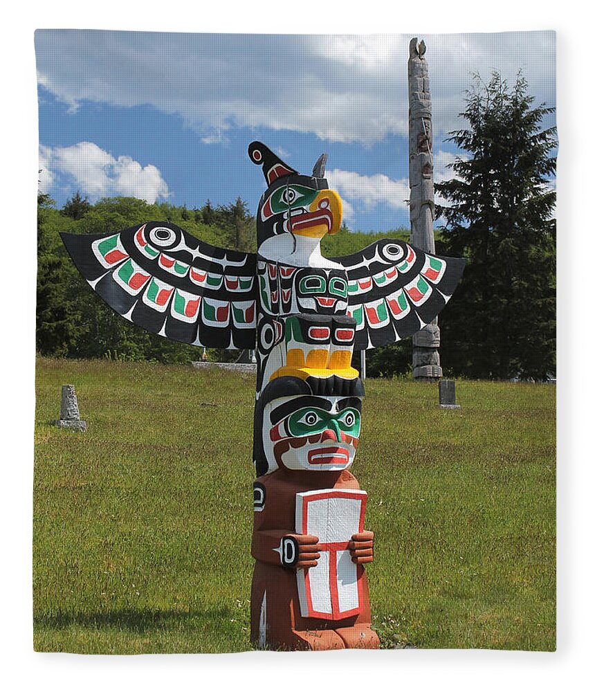 Alert Bay Fleece Blanket featuring the photograph Totem Pole, Canada by Nancy Sefton