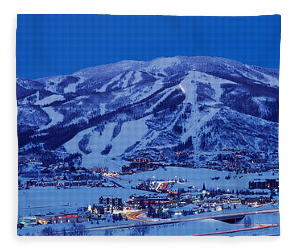 Photography Fleece Blanket featuring the photograph Tourists At A Ski Resort, Mt Werner by Panoramic Images