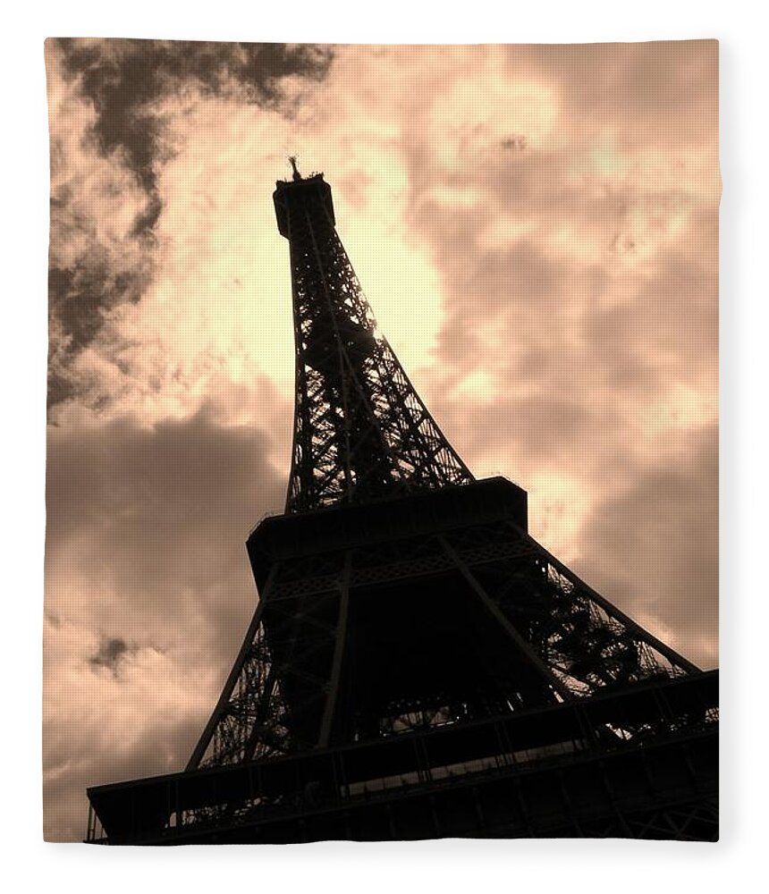 Paris Fleece Blanket featuring the photograph Tower and The Sky by Cleaster Cotton