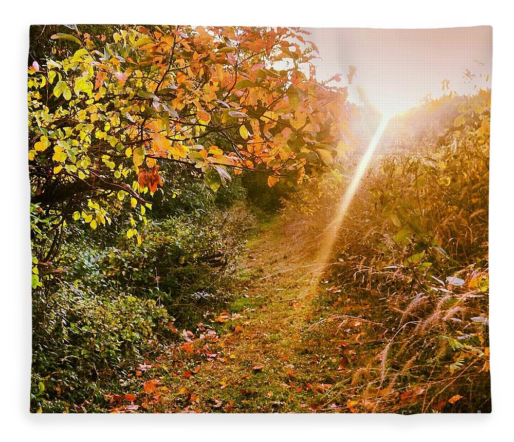 Light Fleece Blanket featuring the photograph Fall Trail by Angela Rath