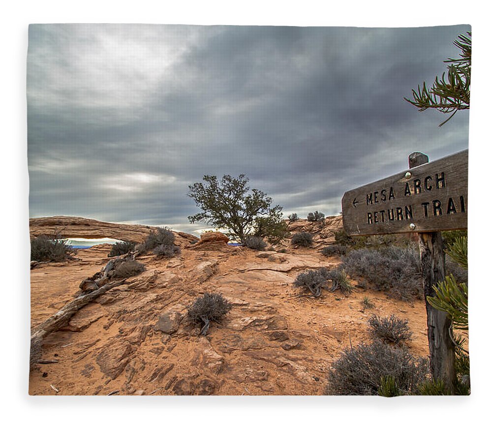 Canyonlands National Park Fleece Blanket featuring the photograph Trail to Mesa Arch by Jeff Stoddart