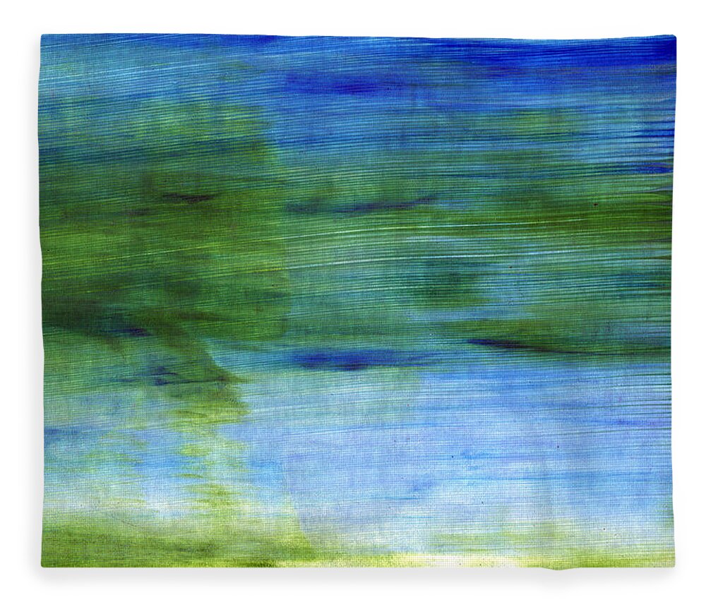 Abstract Fleece Blanket featuring the painting Traveling West by Linda Woods