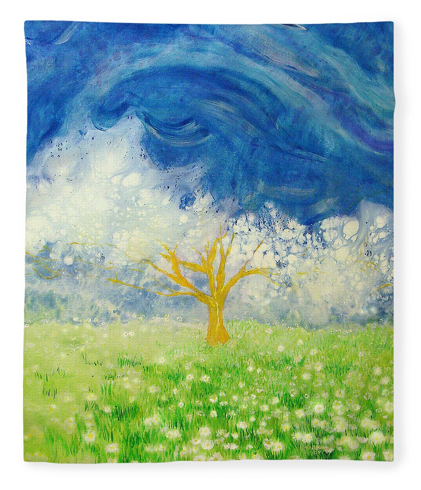 Nature Fleece Blanket featuring the painting Tree of Life by Ashleigh Dyan Bayer