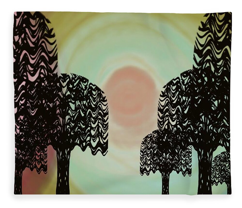 Trees Of Lights Fleece Blanket featuring the digital art Trees of Light by Christine Fournier
