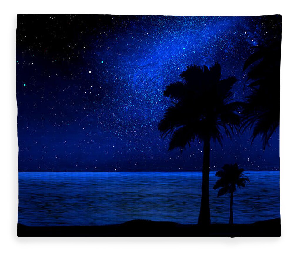 Tropical Beach Mural Fleece Blanket featuring the painting Tropical Beach Wall Mural by Frank Wilson