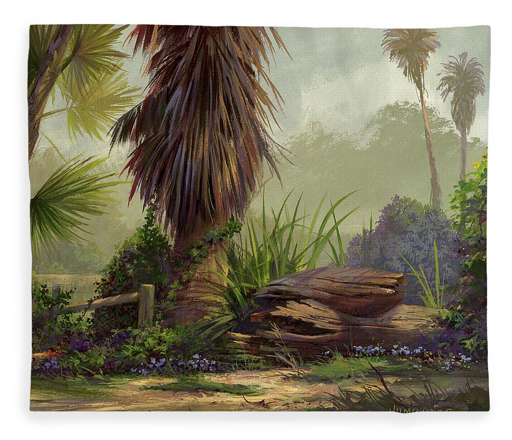 Landscape Fleece Blanket featuring the painting Tropical Blend by Michael Humphries