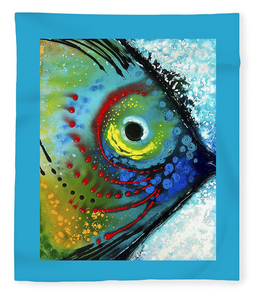 Fish Fleece Blanket featuring the painting Tropical Fish - Art by Sharon Cummings by Sharon Cummings