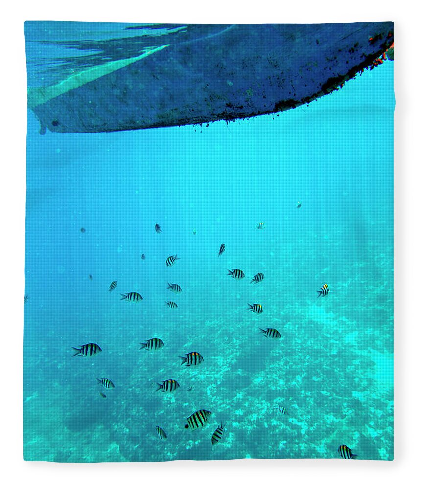Underwater Fleece Blanket featuring the photograph Tropical Fish by John Seaton Callahan