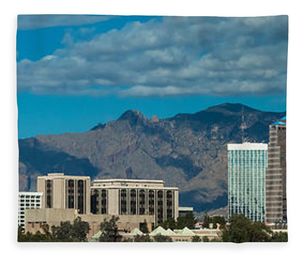 Arizona Fleece Blanket featuring the photograph Tucson Skyline by Ed Gleichman