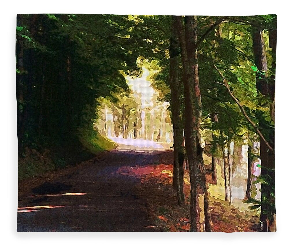 Trees Fleece Blanket featuring the painting Tunnel of Trees by CHAZ Daugherty