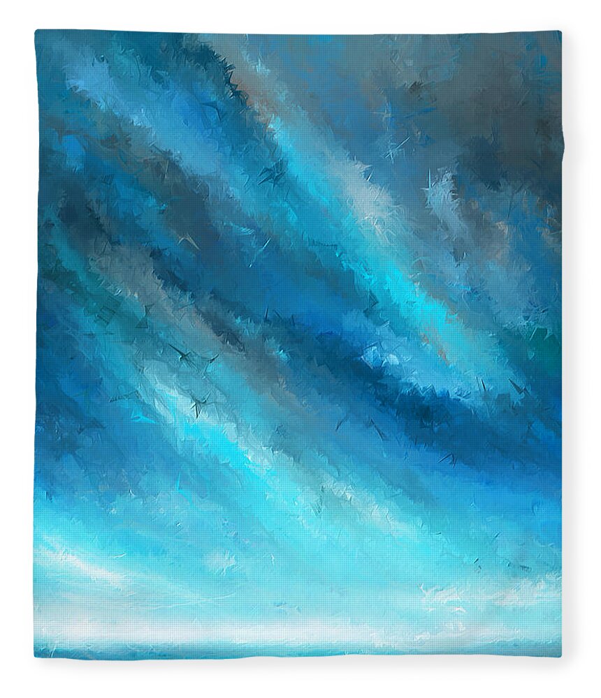 Turquoise Fleece Blanket featuring the painting Turquoise Memories - Turquoise Abstract Art by Lourry Legarde