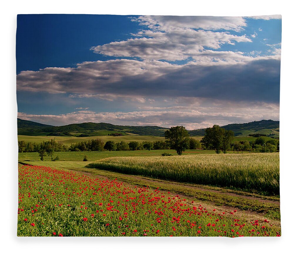Tranquility Fleece Blanket featuring the photograph Tuscany Landscape by Landscape Beauty Italy