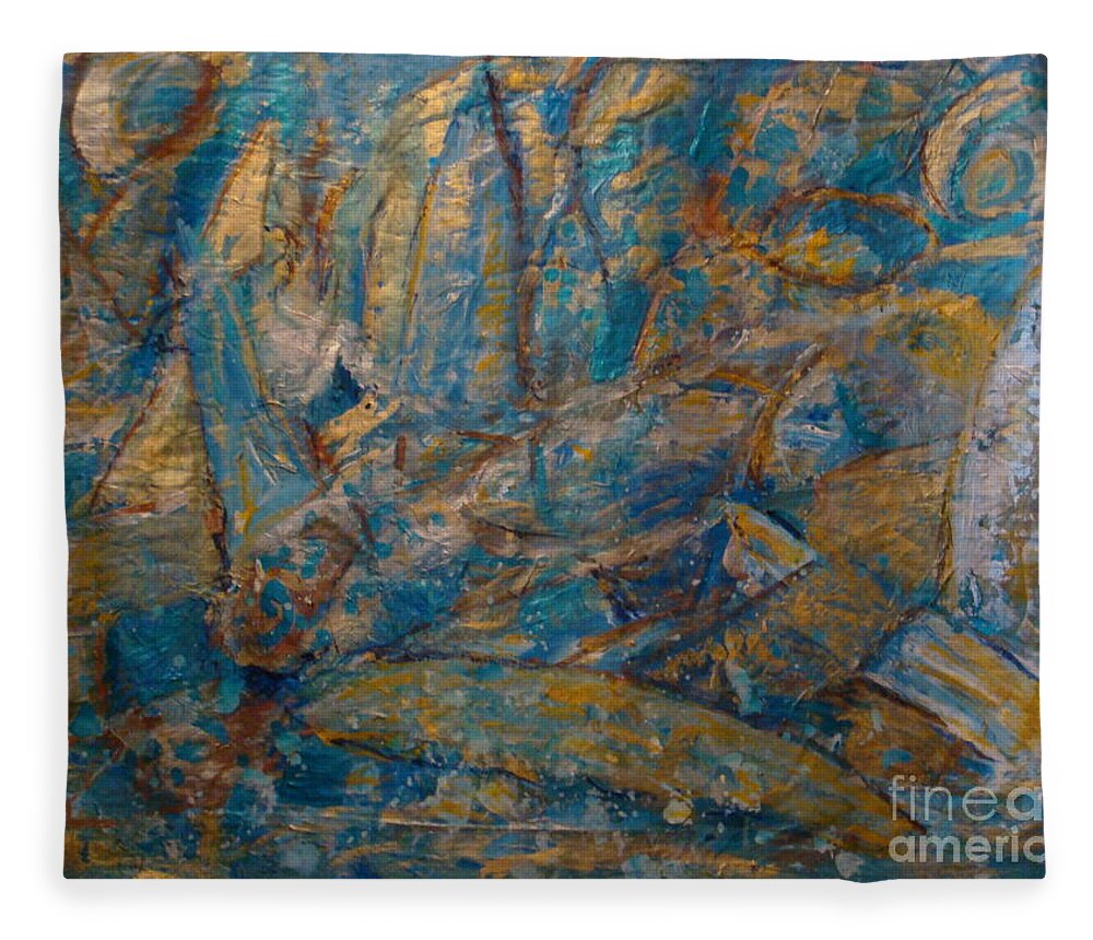 Sea Scape Fleece Blanket featuring the painting Twilight Sails by Fereshteh Stoecklein