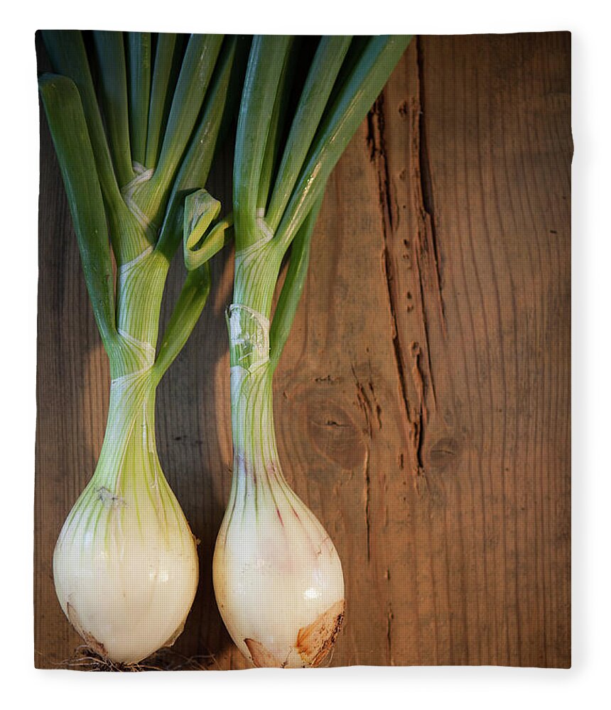 Wood Fleece Blanket featuring the photograph Two Onions by Peter Chadwick Lrps