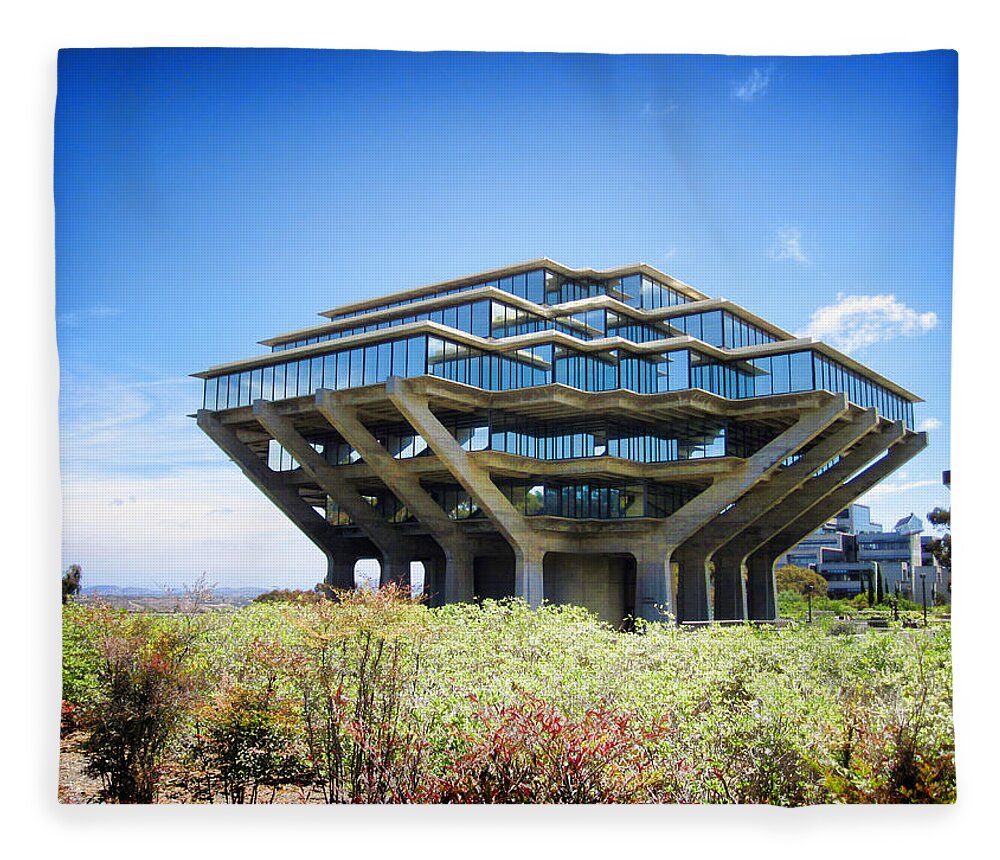 Geisel Fleece Blanket featuring the photograph UCSD Geisel Library by Nancy Ingersoll
