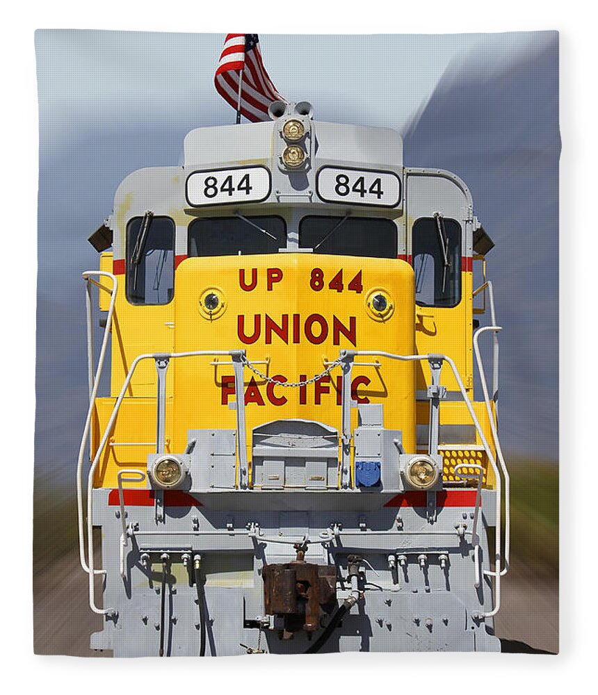 Transportation Fleece Blanket featuring the photograph Union Pacific 844 on the Move by Mike McGlothlen